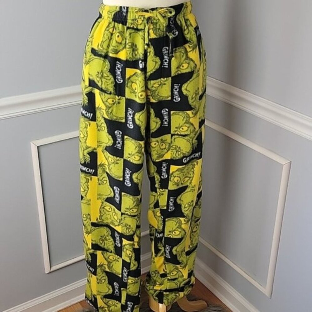 DR. SEUSS Grinch Printed Unisex Christmas Holiday Yellow Green‎ Loungewear Pants